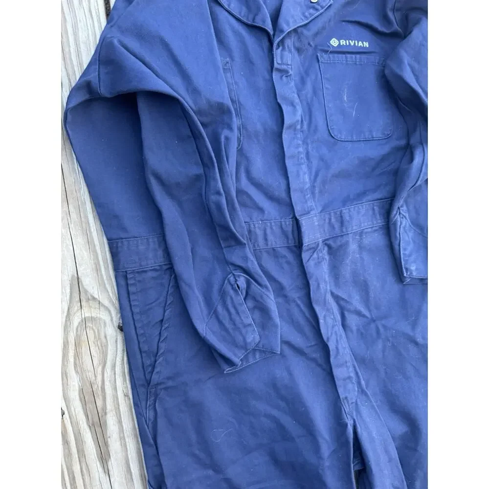 Rivian Red Kap Mechanic Coveralls Navy Blue Work Uniform 48RG 100% Cotton